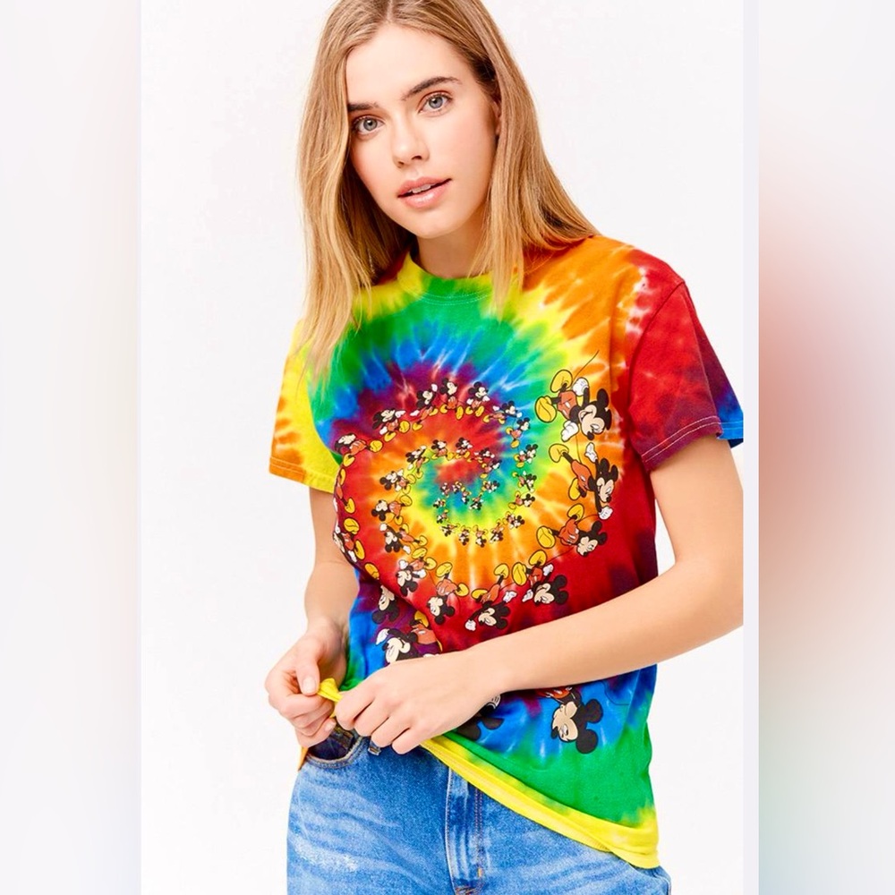 New Disney Mickey Mouse tee Disney graphic tee rainbow tie dye tee cotton top